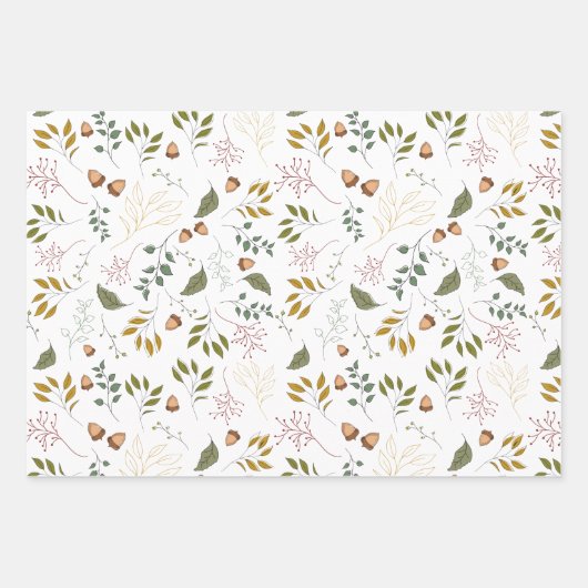 Moderne Herbst-Acorn und Herbstuntergänge Geschenkpapier Set (Vorderseite)