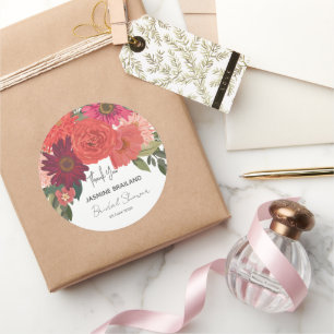 Moderne Herbst-Blumen-Dankeschön-Hochzeitsshower Runder Aufkleber