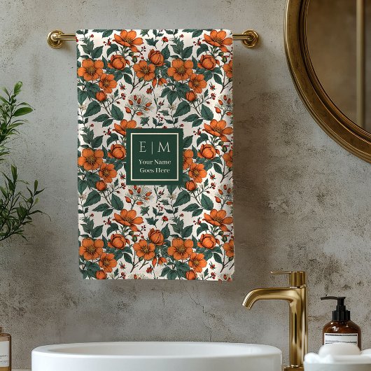 Moderne Herbst-Blumen-Pastell-Sage-Personalisierte Badhandtuch Set