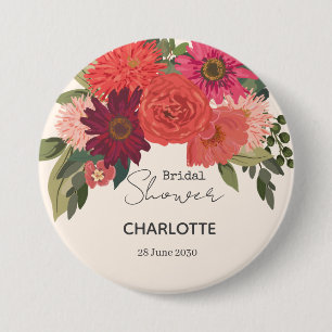 Moderne Herbst-Blumenstrauß-Brautparty Button