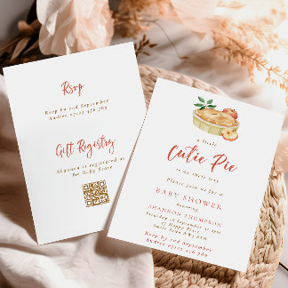 Moderne Herbst-Cutie-Pie-QR-Code-Baby-Party Einladung