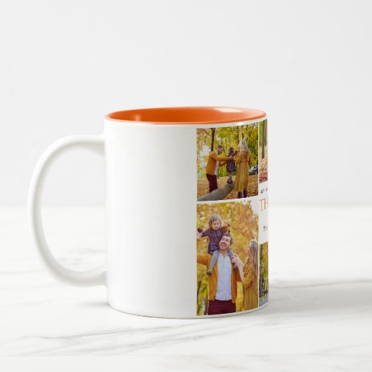 Moderne Herbst Erntedank Familienkollektion Foto C Zweifarbige Tasse (Links)