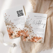 Moderne Herbst Florals Script QR Code Hochzeit Einladung