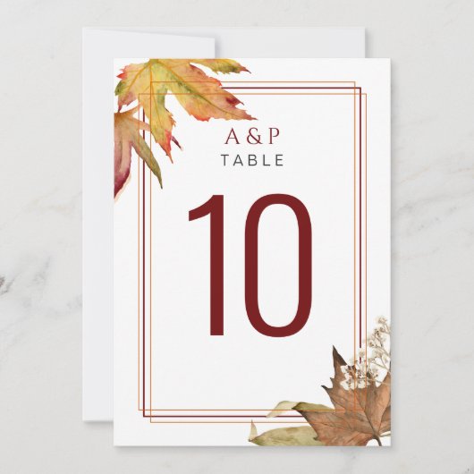 Moderne Herbst-Herbst-Blätter Hochzeitsfeiern Tisc (Vorderseite)