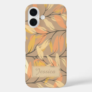 Moderne Herbst-Herbstlaube Muster Personalisiert iPhone 16 Hülle