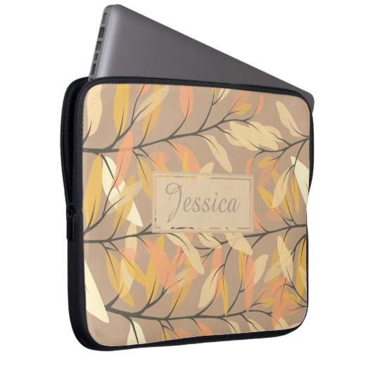 Moderne Herbst-Herbstlaube Muster Personalisiert Laptopschutzhülle (Vorne Rechts)