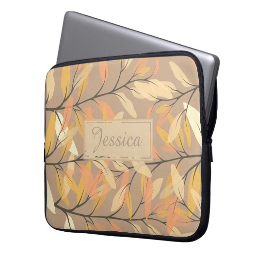 Moderne Herbst-Herbstlaube Muster Personalisiert Laptopschutzhülle (Vorderseite Links)