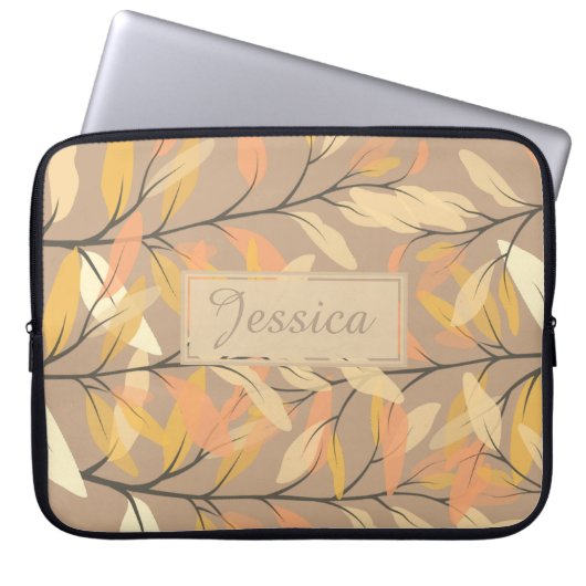 Moderne Herbst-Herbstlaube Muster Personalisiert Laptopschutzhülle (Vorderseite)