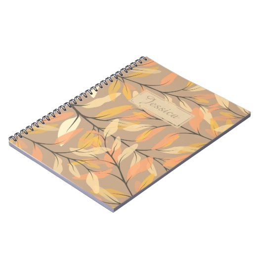 Moderne Herbst-Herbstlaube Muster Personalisiert Notizblock (Linke Seite)