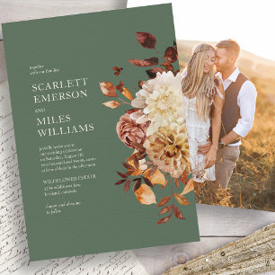 Moderne Herbst-Hochzeit in Salbei Einladung