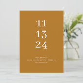 Moderne Herbst-Senf gelbe minimalistische Hochzeit Save The Date (Stehend Vorderseite)