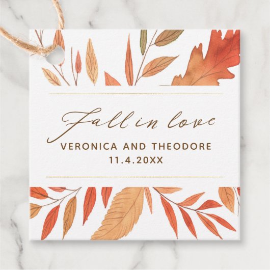 Moderne Herbstausfälle in der Liebe Geschenkanhänger (Vorderseite)