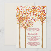 Moderne Herbstbaume neutrale Babydusche Einladung (Vorne/Hinten)