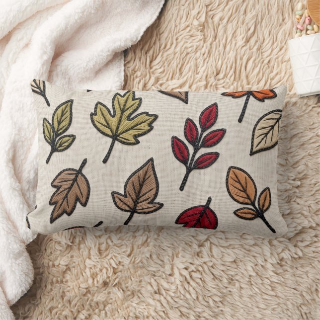 Moderne Herbstblätter bestickte Ästhetik  Lendenkissen (Decke)
