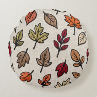 Moderne Herbstblätter bestickte Ästhetik  Rundes Kissen