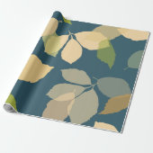 Moderne Herbstblätter mit Blaugrüne Hintergrund Geschenkpapier (Ungerollt)