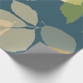 Moderne Herbstblätter mit Blaugrüne Hintergrund Geschenkpapier (Ecke)