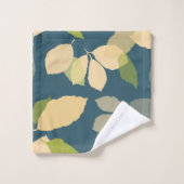 Moderne Herbstblätter mit Türkis Hintergrund Badhandtuch Set (Waschlappen)
