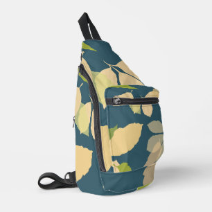 Moderne Herbstblätter mit Türkis Hintergrund Crossbody Bag