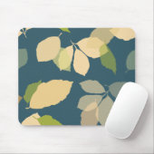 Moderne Herbstblätter mit Türkis Hintergrund Mousepad (Mit Mouse)