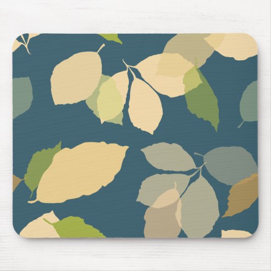 Moderne Herbstblätter mit Türkis Hintergrund Mousepad (Vorne)