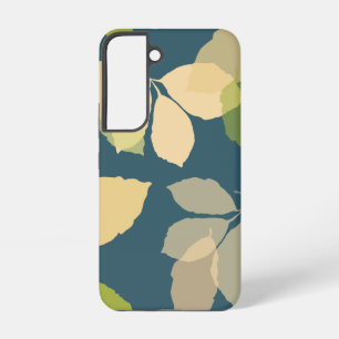 Moderne Herbstblätter mit Türkis Hintergrund Samsung Galaxy Hülle