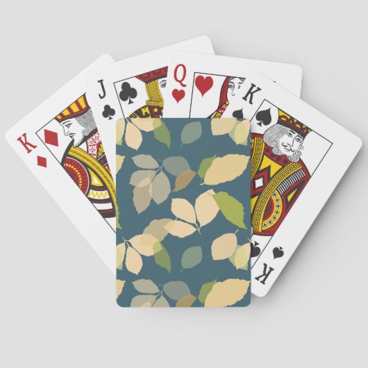 Moderne Herbstblätter mit Türkis Hintergrund Spielkarten (Rückseite)