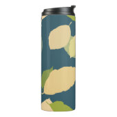 Moderne Herbstblätter mit Türkis Hintergrund Thermosbecher (Nach links gedreht)