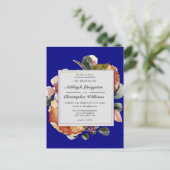 Moderne Herbstblauer Hochzeitseinladung Postkarte (Stehend Vorderseite)
