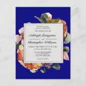 Moderne Herbstblauer Hochzeitseinladung Postkarte (Vorderseite)