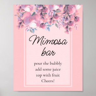 Moderne Herbstblumen Dusty Rose Mimosa Bar Poster
