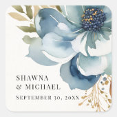 Moderne Herbstblumenhochzeit Ivory Watercolor Quadratischer Aufkleber (Vorderseite)