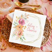 Moderne Herbstflora Wasserfarben Korallendusche Serviette