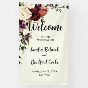 Moderne Herbstflorale Hochzeit Begrüßungszeichen Banner