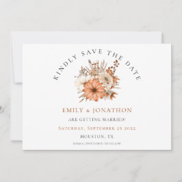 Moderne Herbstflorale QR-Hochzeit Save The Date