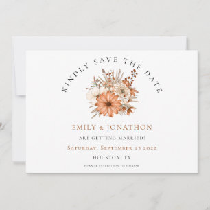 Moderne Herbstflorale QR-Hochzeit Save The Date
