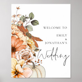 Moderne Herbstflöten Willkommen bei Hochzeit Poster