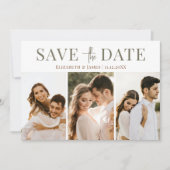 Moderne Herbsthochzeit mit drei Fotos Save The Date (Vorderseite)