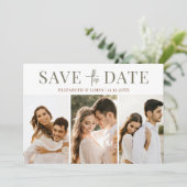 Moderne Herbsthochzeit mit drei Fotos Save The Date (Stehend Vorderseite)