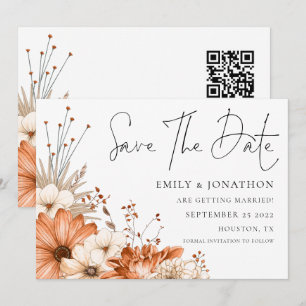 Moderne Herbsthochzeit - QR-Code Save The Date