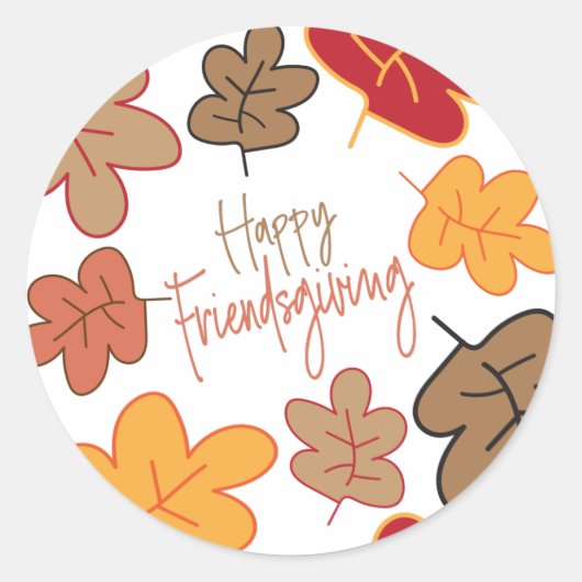 Moderne Herbstlaub Friendsgiving-Sticker Runder Aufkleber (Vorderseite)