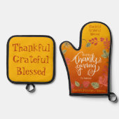 Moderne Herbstlaub Kochen Backen Erntedank Ofenhandschuh & Topflappen-Set (Vorderseite)