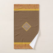 Moderne Herbstlaub Monogram Brown Polka Dot Badhandtuch Set (Handtuch)