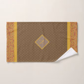 Moderne Herbstlaub Monogram Brown Polka Dot Badhandtuch Set (Handtuch)