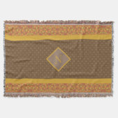 Moderne Herbstlaub Monogram Brown Polka Dot Decke (Vorderseite)