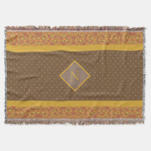 Moderne Herbstlaub Monogram Brown Polka Dot