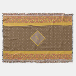 Moderne Herbstlaub Monogram Brown Polka Dot Decke