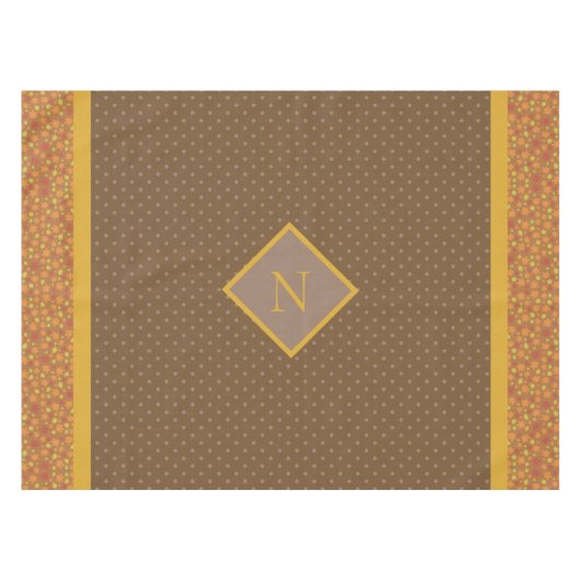 Moderne Herbstlaub Monogram Polka Dot Tischdecke (Vorderseite (Horizontal))