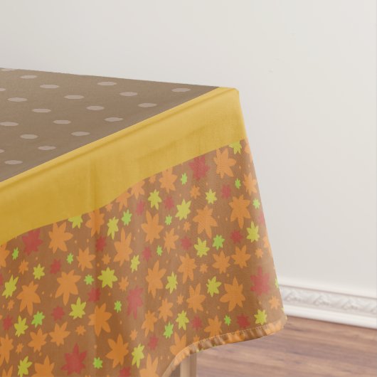 Moderne Herbstlaub Monogram Polka Dot Tischdecke (Beispiel)