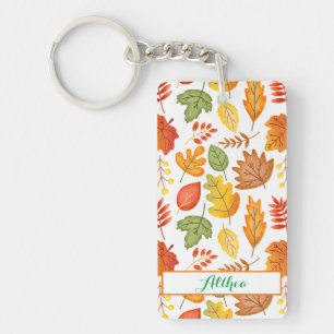 Moderne Herbstlaub Muster - Individueller Name Schlüsselanhänger